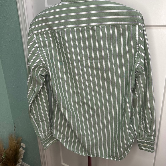 American Eagle men’s button-down green and white stripes XS vintage fit - Picture 4 of 5